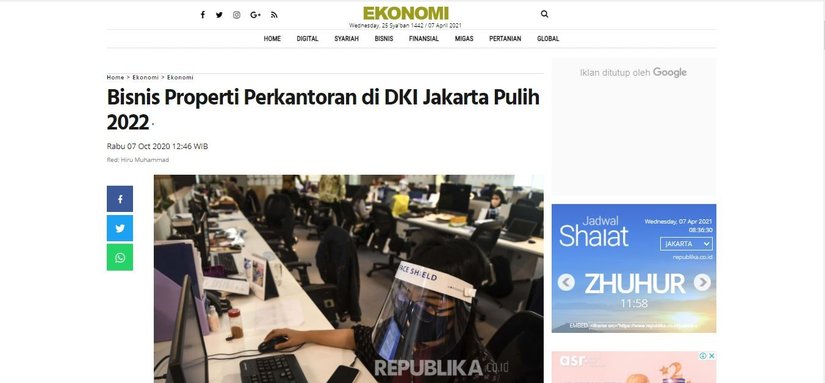 Bisnis Properti Perkantoran di DKI Jakarta Pulih 2022 | KF Map – Digital Map for Property and Infrastructure in Indonesia